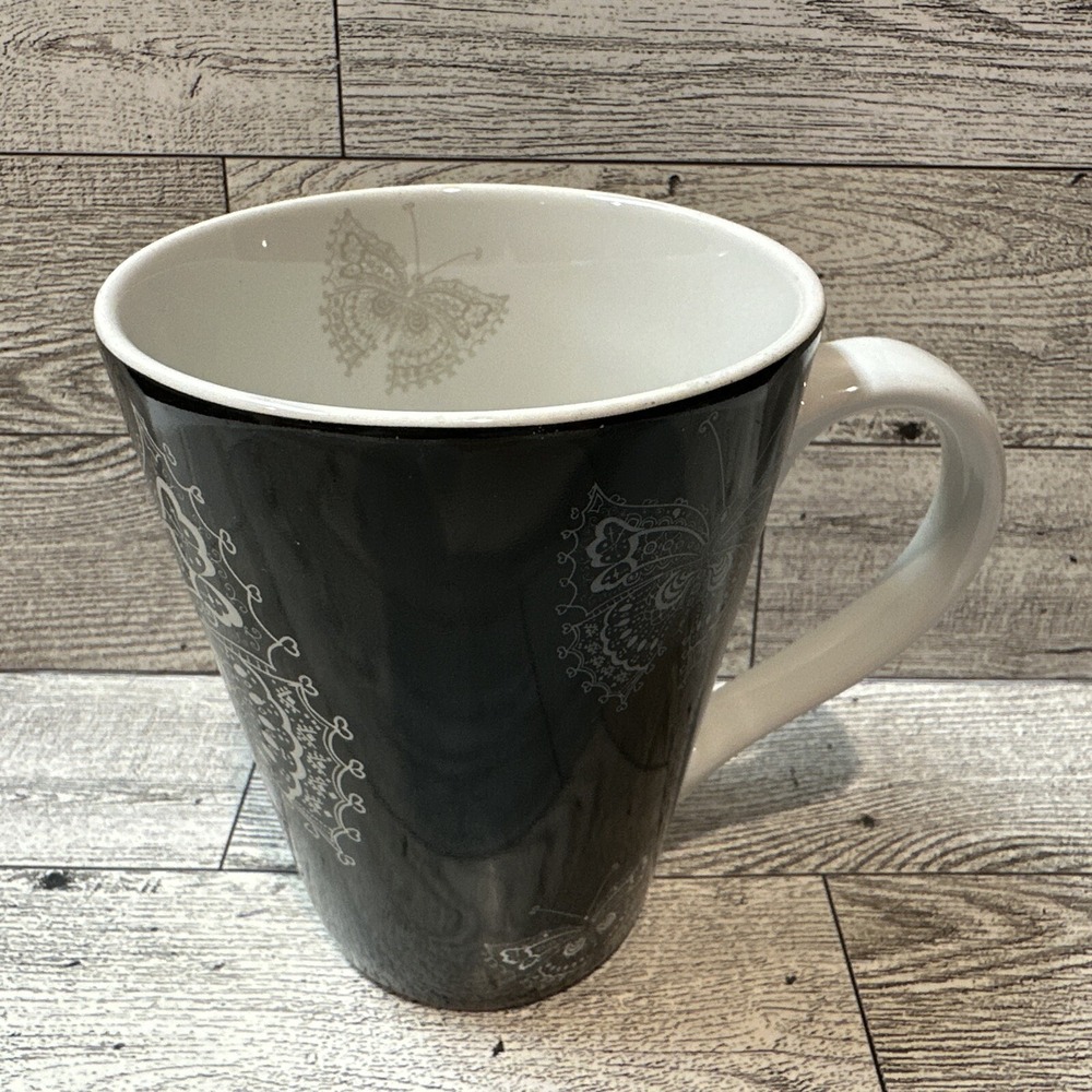 ROSCHER Butterfly Lace 12oz Mug/Cup Black and White 4.5‎ X 3.5" Replacement